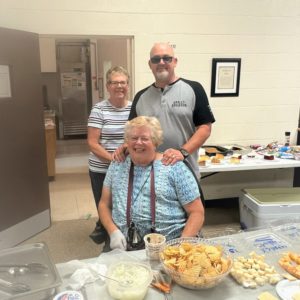 08.25.22 Margie, Jeff McKee & Barbara Kokus lunch donation of grill hot dogs, cheese & crackers, chips & dip, plus 3 diff homemade cakes (crop)