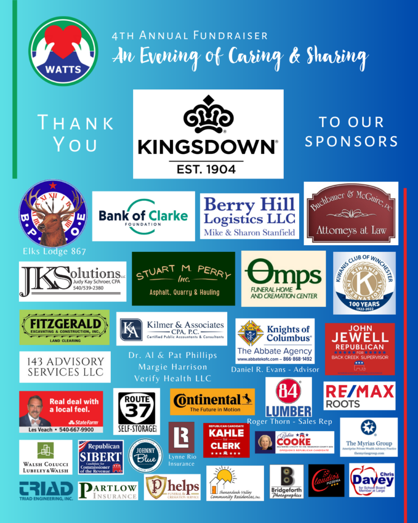 A graphic showing the logos of sponsors of the 4th Annual Fundraiser - An Evening of Caring & Sharing.
