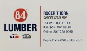 Roger Thorn 84 Lumber logo ($600 table sponsor)